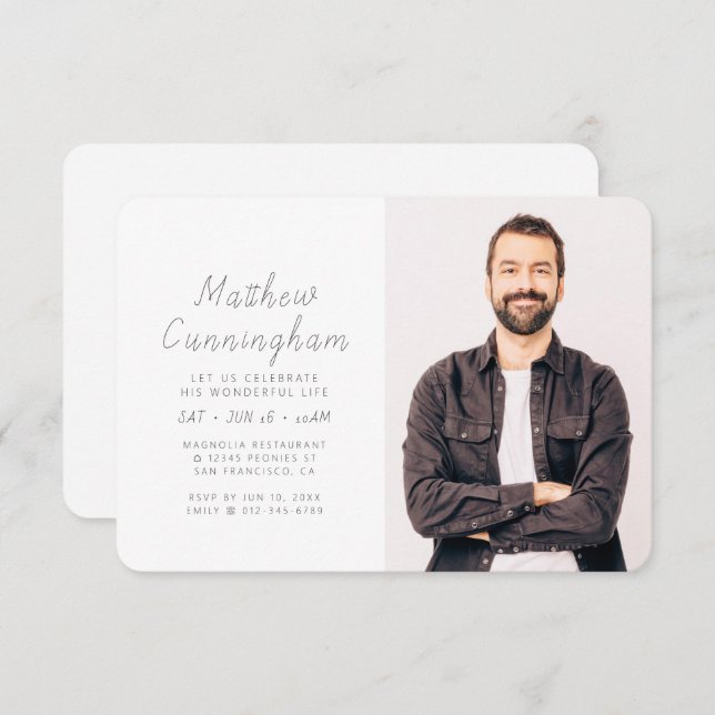 Convite Celebração de sua maravilhosa Foto Moderna da Vida (Frente/Verso)