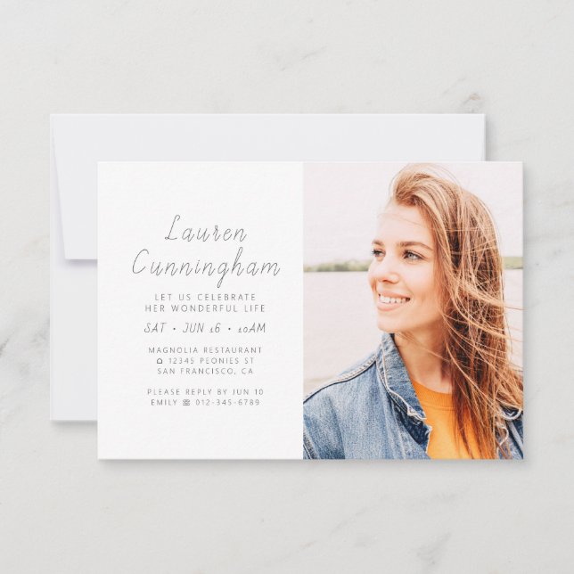 Convite Celebração de Sua Maravilhosa Vida Foto Moderna (Frente)