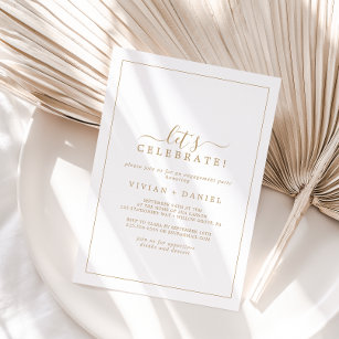 Convite Celebração de Vamos Dourado minimalista