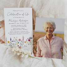 Celebração de Vida com Foto de Flor Silvestre Eleg