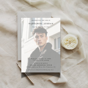 Convite Celebração de Vida com Foto Geada Memorial Funeral