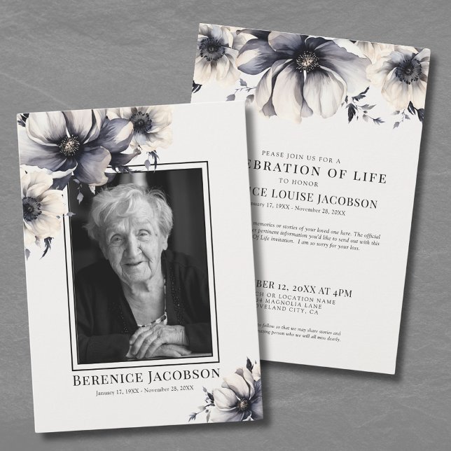 Convite Celebração de Vida com Fotos Elegantes em Memória (Memorial Elegant Photo Celebration Of Life Invitation)