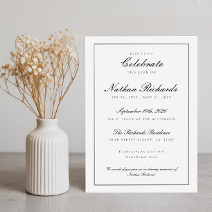 Convite Celebração de Vida com Letra Elegante Moderna