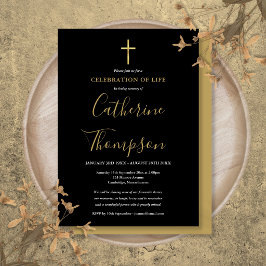 Convite Celebração de Vida com Letra Gold Cross