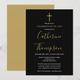 Convite Celebração de Vida com Letra Gold Cross