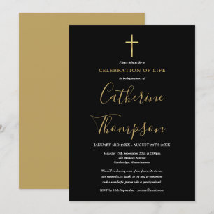 Convite Celebração de Vida com Letra Gold Cross