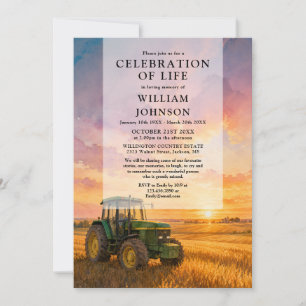 Convite Celebração de Vida Elegante Trator de Agricultor F