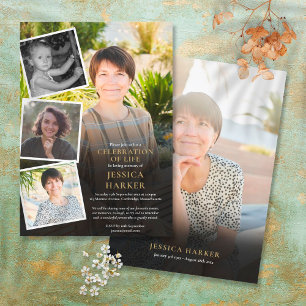 Convite Celebração de Vida em Colagem de Fotos de Funeral 