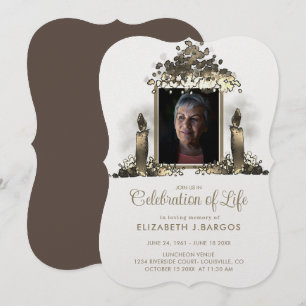 Convite Celebração de Vida em Moldura de Velas Elegantes c
