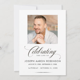 Convite Celebração de Vida Foto Funeral Memorial Moderno