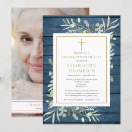Convite Celebração de Vida Funeral com Fotografia de Veget