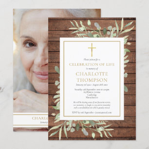 Convite Celebração de Vida Funeral com Fotografia de Veget