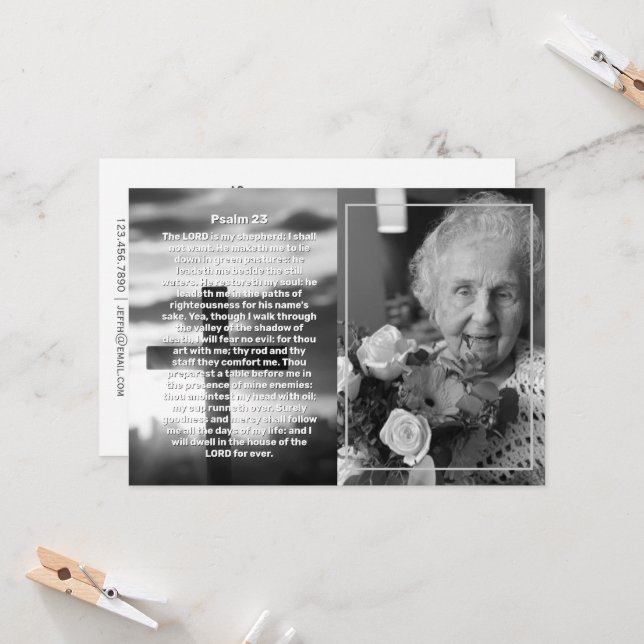 Convite Celebração de Vida Funeral Cruz Foto Salmo 23 (Frente/Verso In Situ)