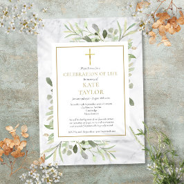 Convite Celebração de Vida Funeral de Mármore Elegante