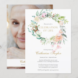 Convite Celebração de vida funeral de rosas florais