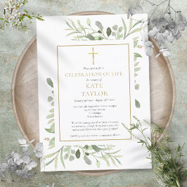 Convite Celebração de Vida Funeral Elegante Vegetação