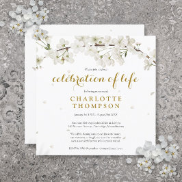 Convite Celebração de Vida Funeral Floral de Flor de Neve