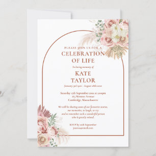 Convite Celebração de Vida Funeral Grama Pampas Floral