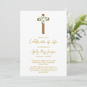Convite Celebração de Vida Funeral Lily Cross