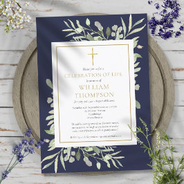 Convite Celebração de Vida Funeral Verde Azul