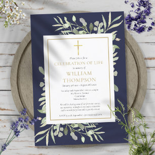 Convite Celebração de Vida Funeral Verde Azul