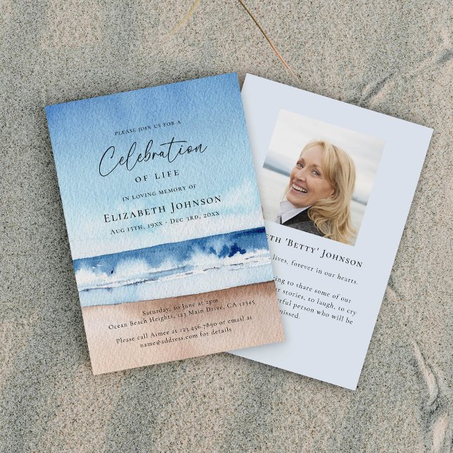 Convite Celebração de Vida Memorial na Praia Oceano (Criador carregado)