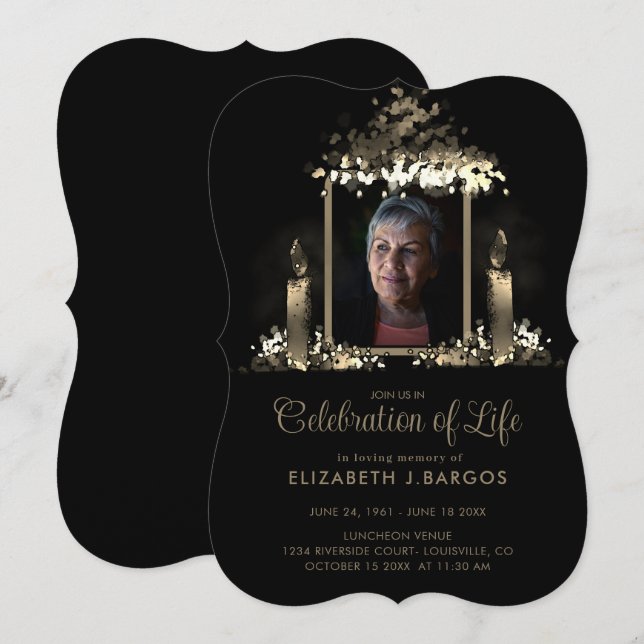 Convite Celebração de Vida Quadro de Velas Elegantes (Frente/Verso)