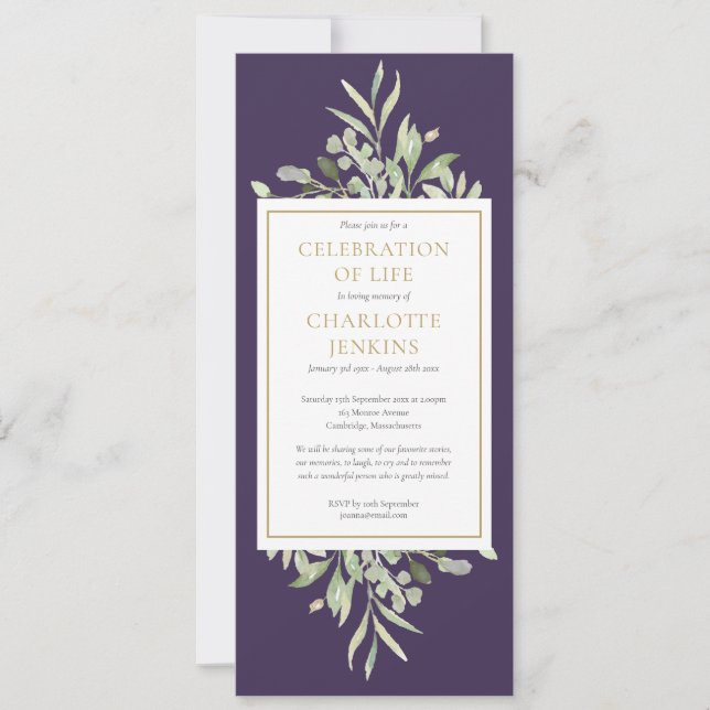 Convite Celebração de Vida Serviço Funerário de Verdure  (Frente)