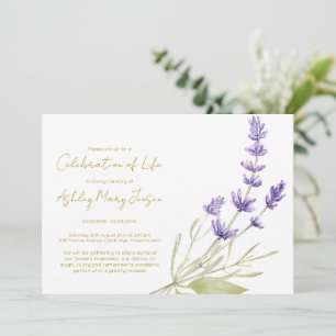 Convite Celebração de Vida Simples de Lavanda Funeral