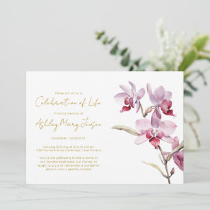 Convite Celebração de Vida Simples de Orquídea Funeral