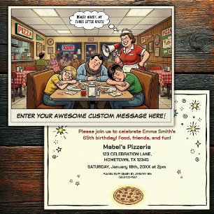 Convite Celebração Divertida de Grupo na Pizzaria
