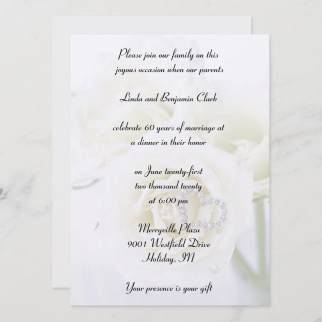 Convite Celebração do 60º aniversário de diamante (Frente/Verso)