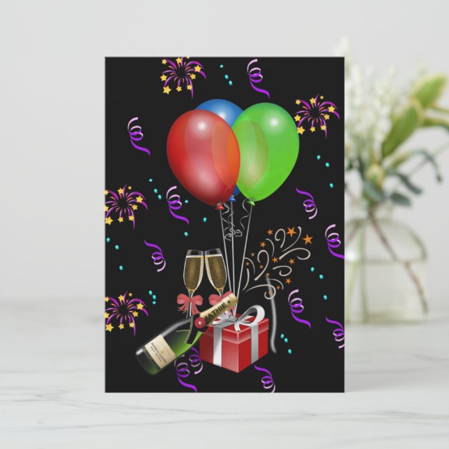 Convite Celebração do Balde de Garrafas do Aniversário (Em pé/Frente)