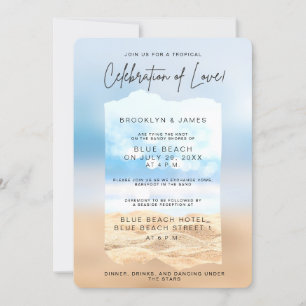 Convite Celebração Do Casamento Com Praia Do Amor