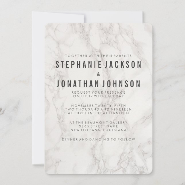 Convite Celebração do Casamento de Marble Elegante Moderno (Frente)