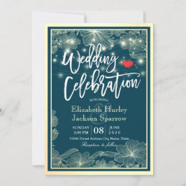 Convite Celebração do chá de casamento Luzes Florais Doura