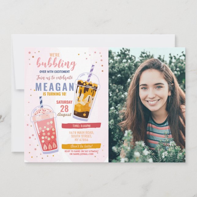 Convite Celebração do Compro Foto do Café de Aniversário d (Frente)