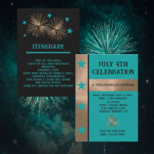 Celebração do Dia 4 de Julho Cobre e Turquesa Únic