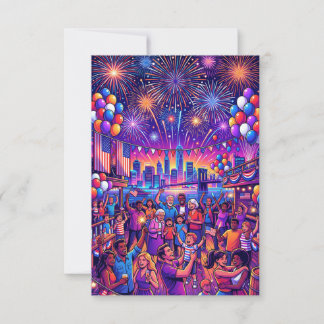 Convite Celebração do Dia da Independência Neon 4 de Julho