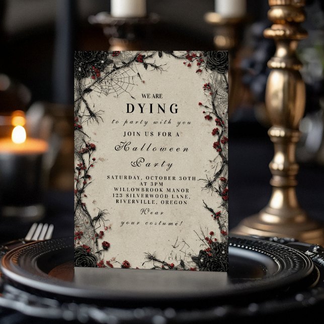 Convite Celebração do Dia das Bruxas de Rosa Gótico Assomb (Criador carregado)