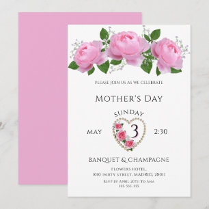 Convite Celebração do Dia das Mães com Rosas Bonitas