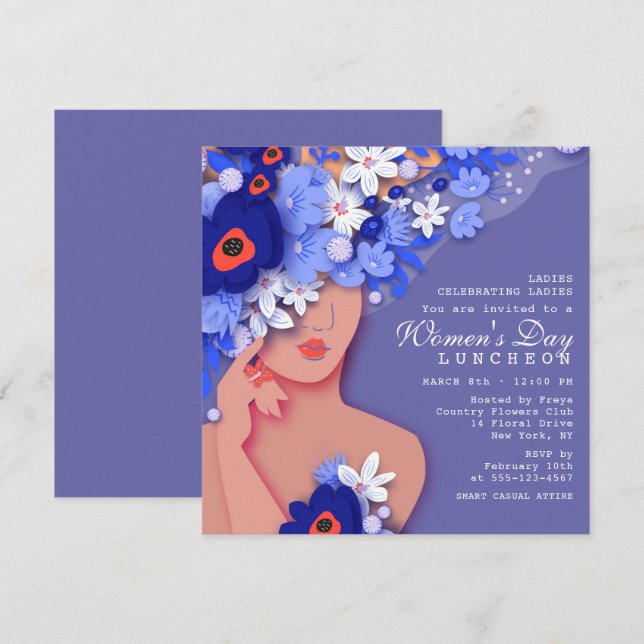 Convite Celebração do Dia das Mulheres com Almoço Floral M (Frente/Verso)