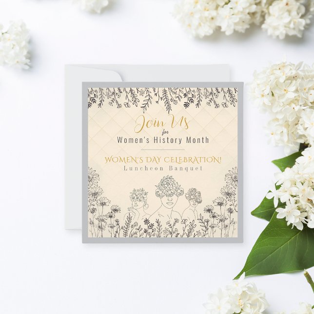 Convite Celebração do Dia das Mulheres Florais Elegantes (Criador carregado)