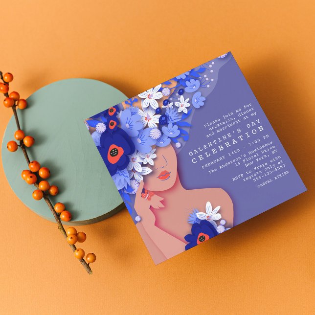Convite Celebração do Dia de Galentine Moderna Girly Flora (Criador carregado)