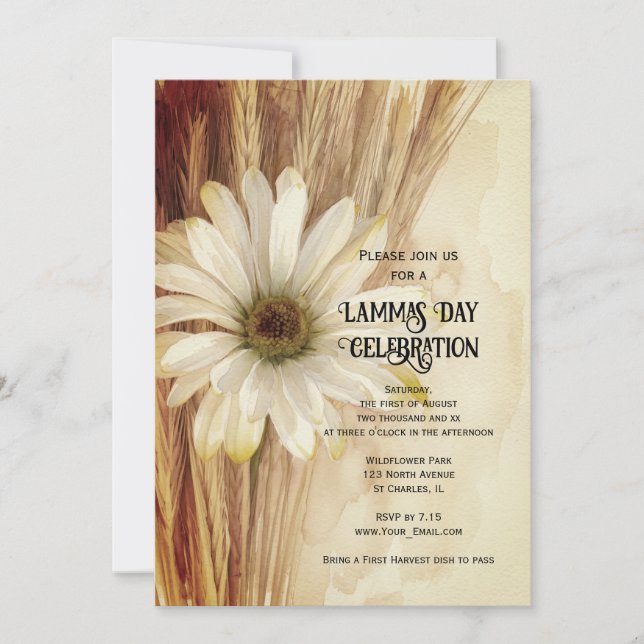 Convite Celebração do Dia de Lammas da Flor de Margarida d (Frente)
