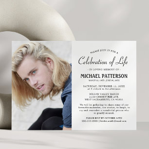 Convite Celebração do Funeral de Foto da Vida
