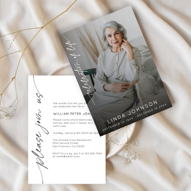 Convite Celebração do Funeral Foto de Memória da Vida (Criador carregado)