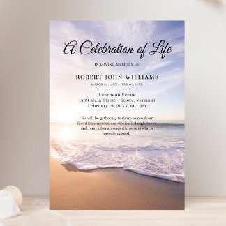 Convite Celebração do Funeral Life no Oceano Praia