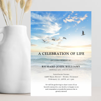 Convite Celebração do Funeral Life no Oceano Praia