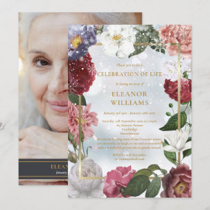 Convite Celebração do inverno da Foto Floral Funeral da 